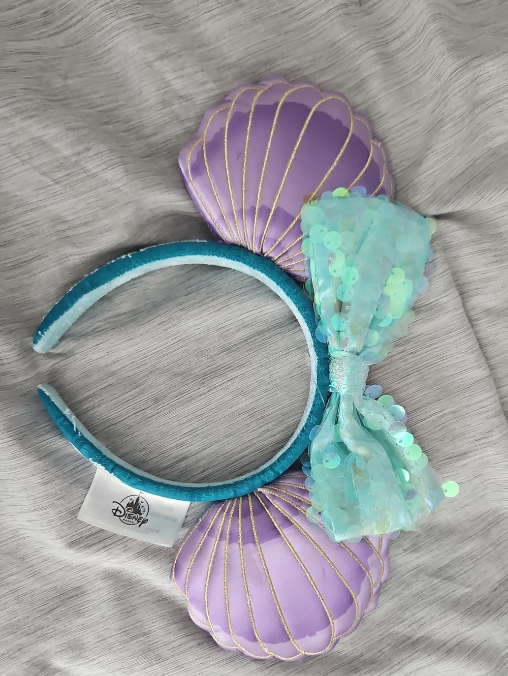 Disney Purple Shell Headband with Teal Sequin Bow